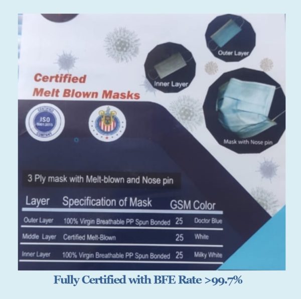 3 Ply Melt blown Certified Face Mask (Pack of 50) - Image 3
