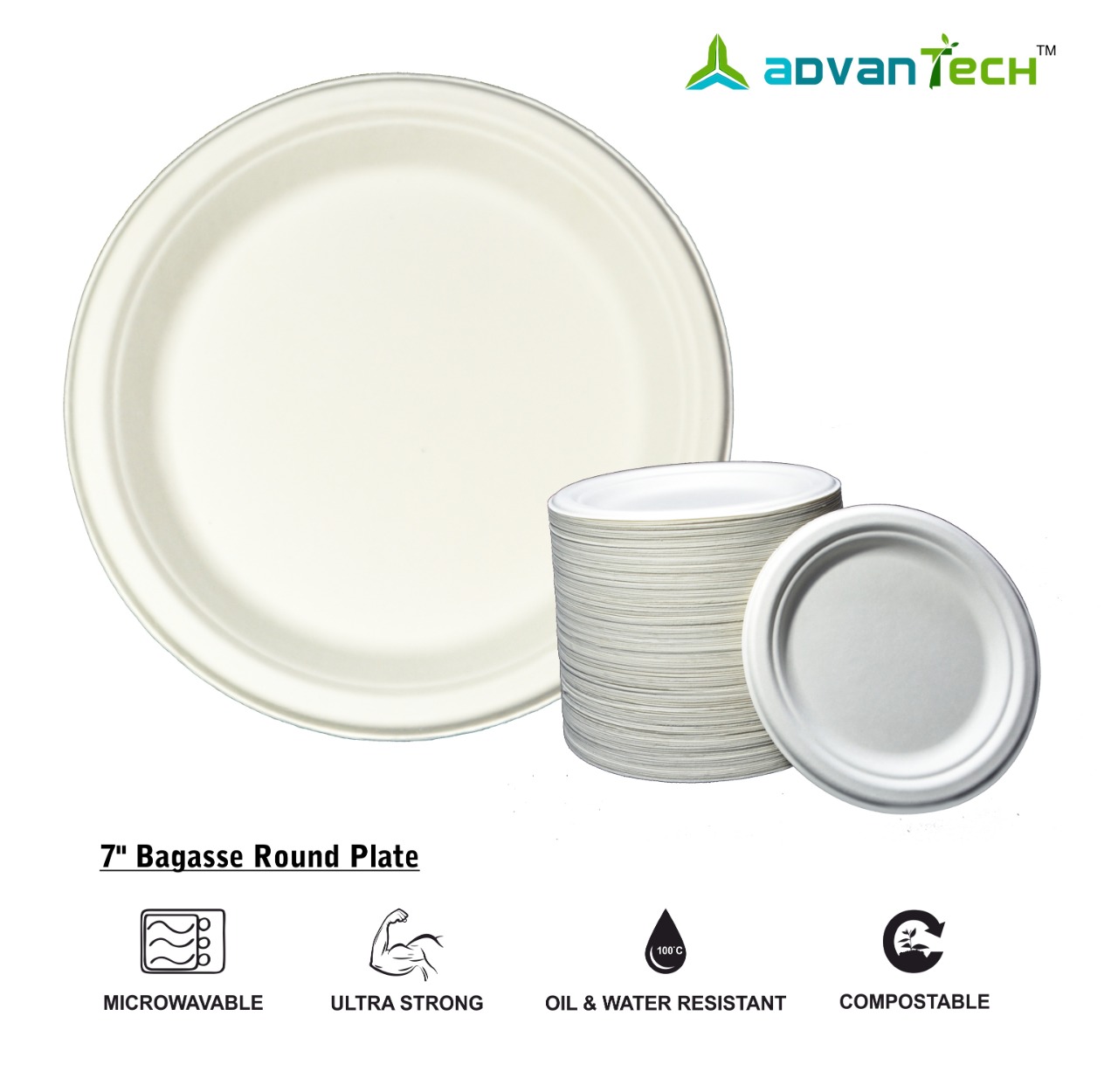 Bagasse Round Plate (25 pcs) - AlterLyfe