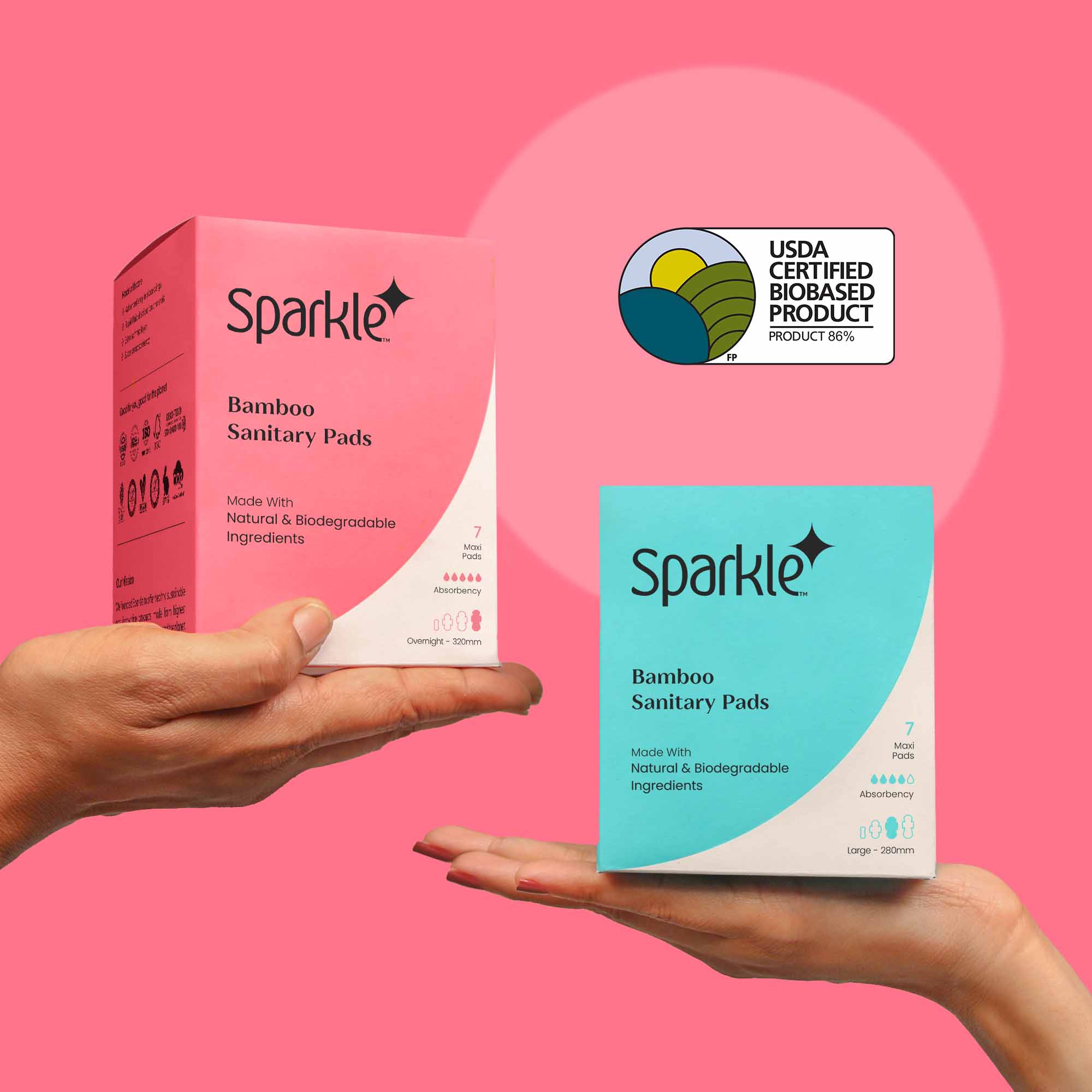 Sparkle Sanitary Pads : Natural & Biodegradable – Overnight (4 Packs)